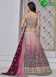 Outstanding Maroon Color Designer Embroidery Work Lehenga Choli